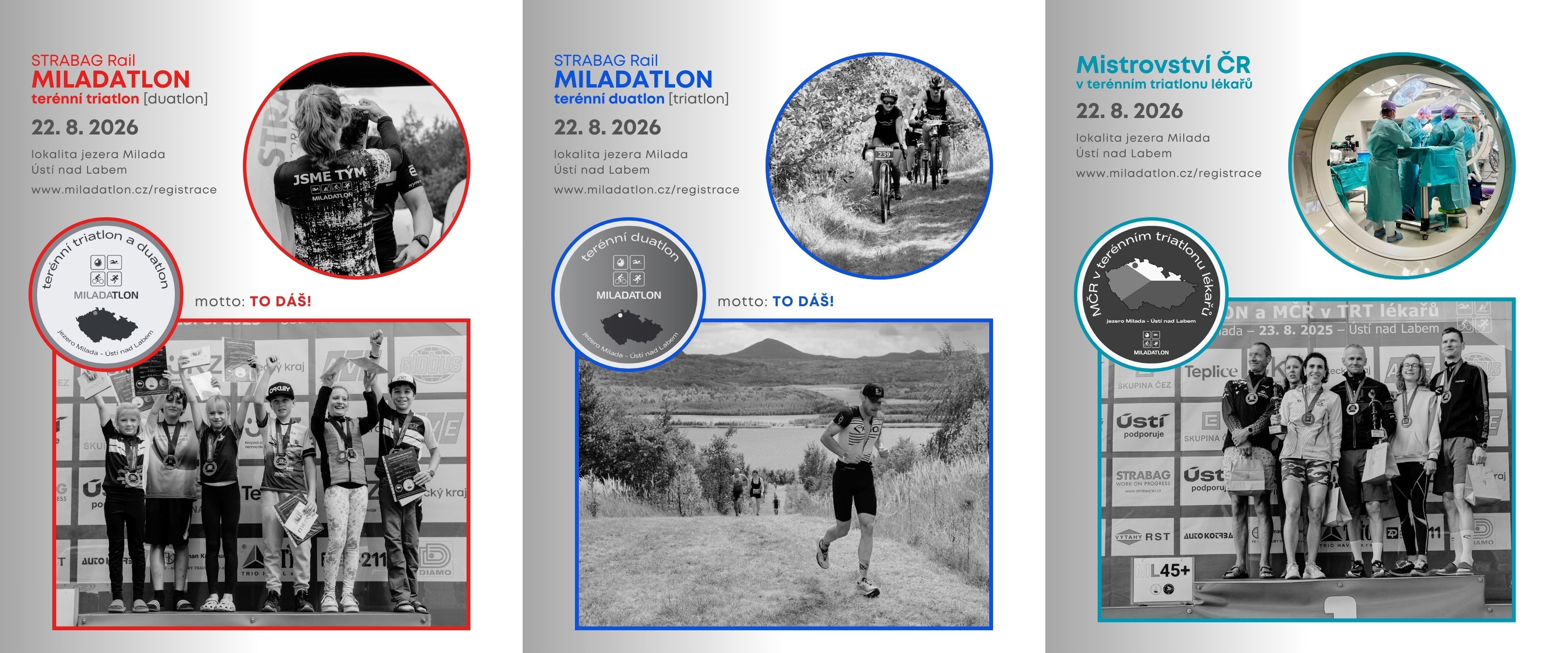 pozvánky k účasti v terénním triatlonu a duatlonu Miladatlon a mistrovství ČR lékařů